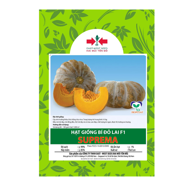 Hạt giống Bí đỏ lai F1 SUPREMA East-West Seed (Hai Mũi Tên Đỏ) - Gói 12 hạt