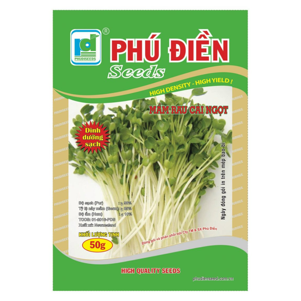 Hạt giống Mầm Rau Cải Ngọt Trắng Phú Điền - Gói 20 gram