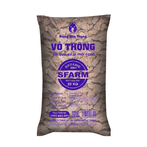 Giá thể vỏ thông trồng lan đã xử lý mài cạnh SFARM KT 1 - 3cm