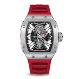  SKELETON | HOURGLASS-SILVERY WATCH (RED STRAP) 