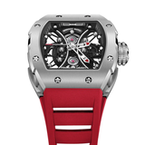  SKELETON | HOURGLASS-SILVERY WATCH (RED STRAP) 