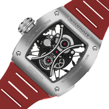  SKELETON | HOURGLASS-SILVERY WATCH (RED STRAP) 