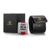  SKELETON | HOURGLASS-SILVERY WATCH (RED STRAP) 