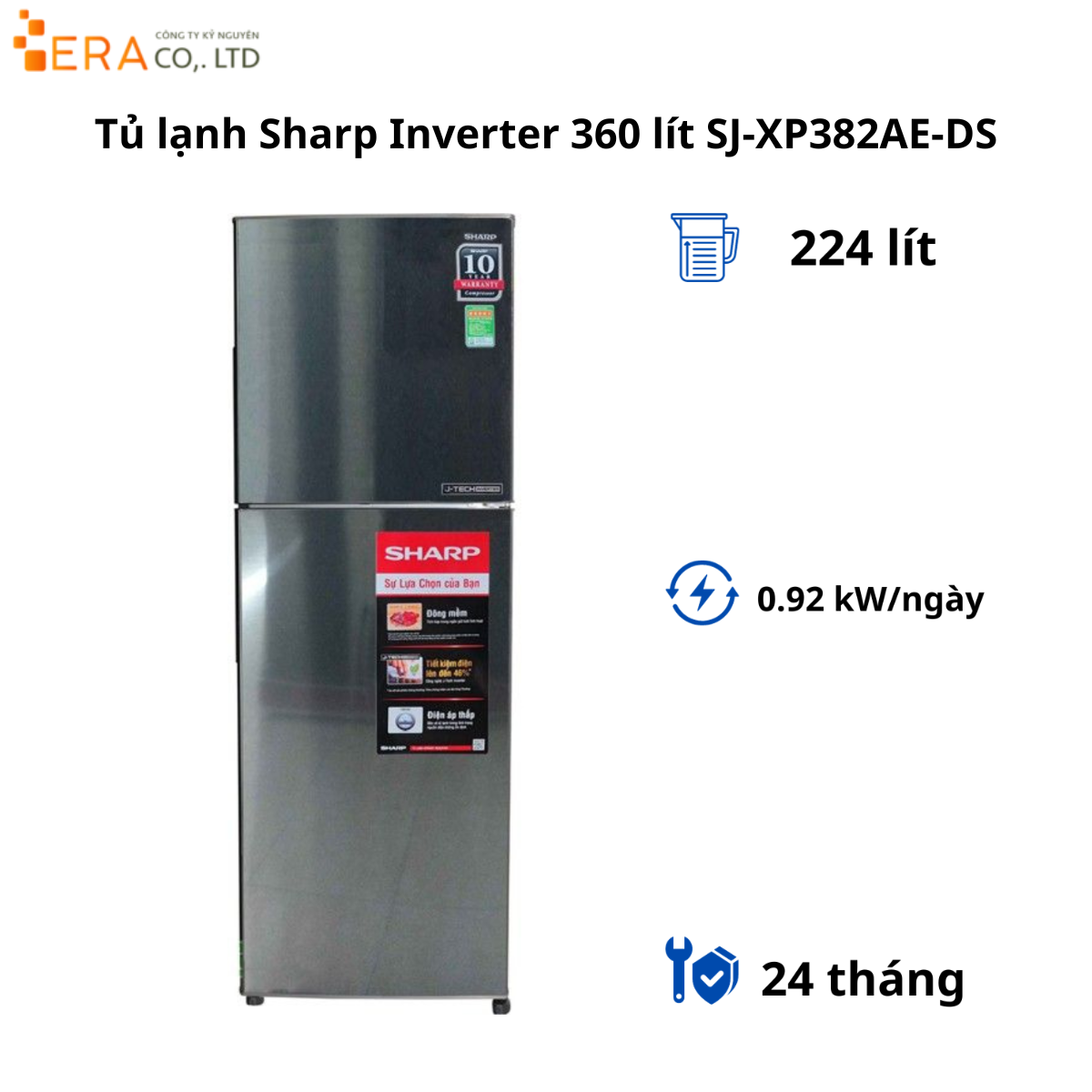  Tủ lạnh Sharp 224 lít Inverter SJ-X252AE-DS 