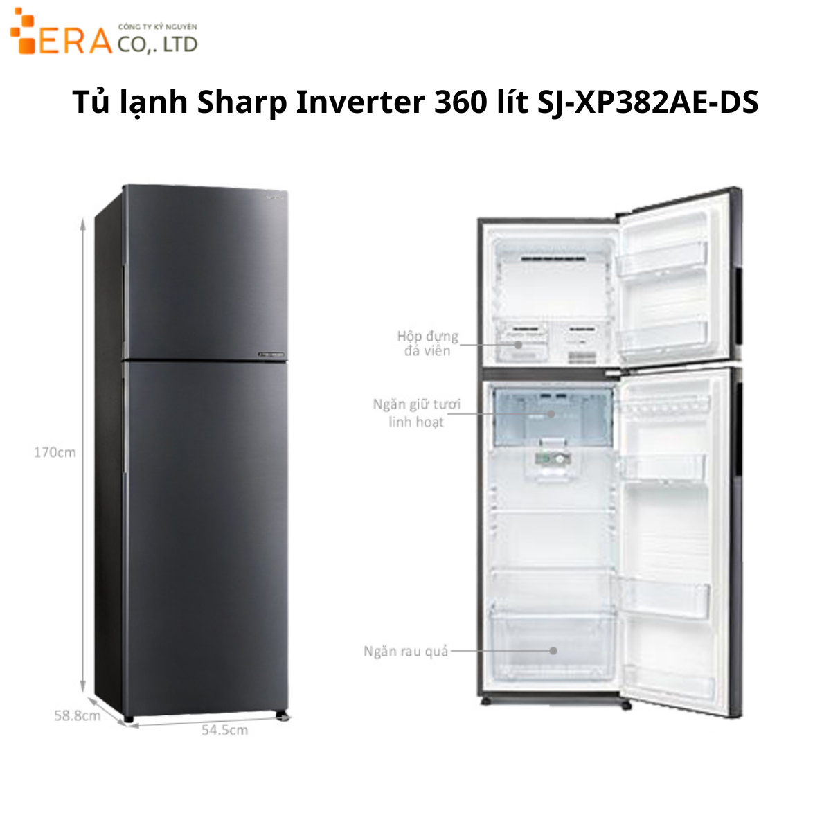  TỦ LẠNH SHARP INVERTER 253 LÍT SJ-X282AE-DS 