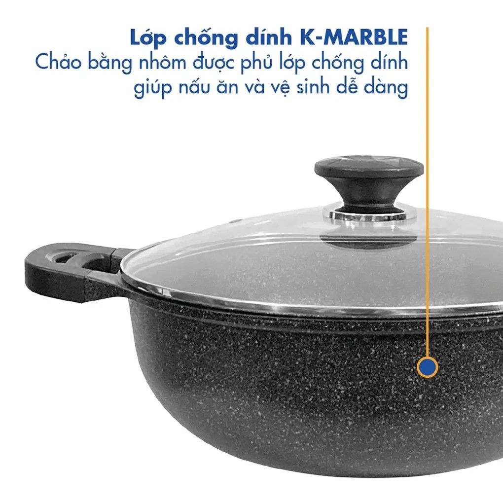  Chảo không dính K-Marble kèm xửng hấp đa năng Korea King KW-32MSI 