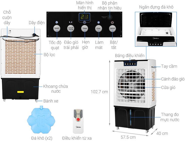  Quạt điều hòa Midea AC375-19CRH 