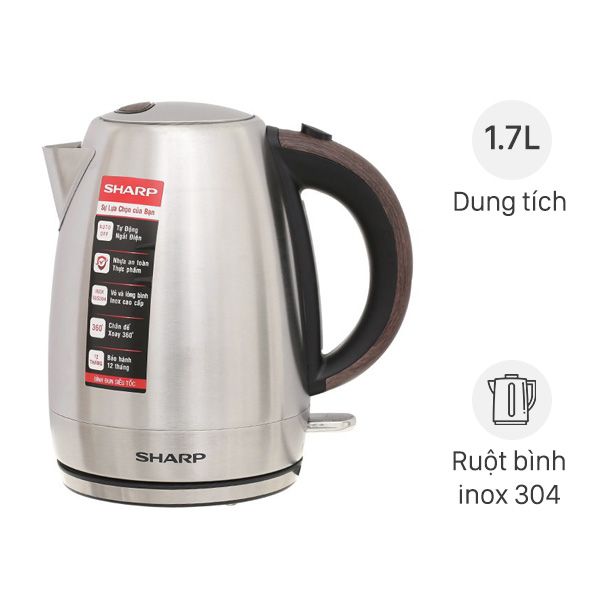  Bình đun siêu tốc Sharp EKJ-17EVSD-WD 1.7L 