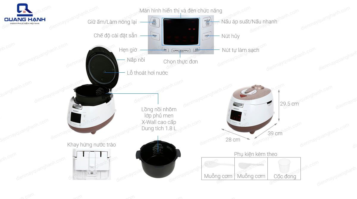  Nồi cơm áp suất điện tử Cuckoo CRP-M1000S 