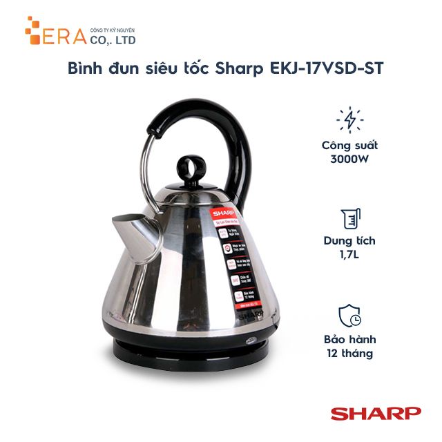  Bình đun siêu tốc Sharp EKJ-17VSD-ST 1.7L 