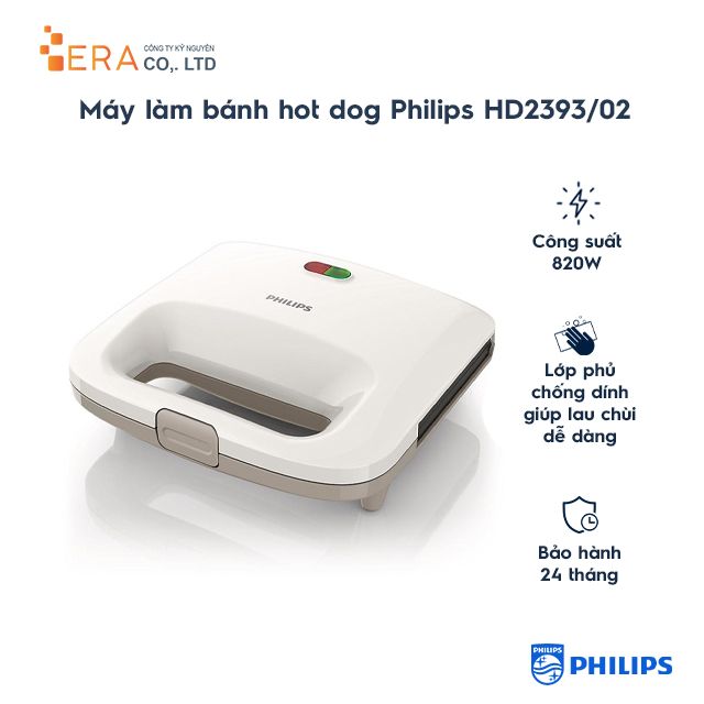  MÁY NƯỚNG SANDWICH PHILIPS HD2393/02 TRẮNG- HD2393/92 ĐEN 