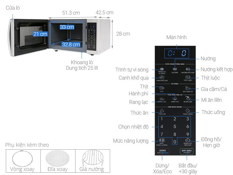  Lò vi sóng có nướng Sharp R-G52XVN-ST 25L 