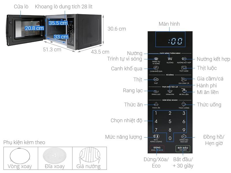  Lò vi sóng có nướng Sharp R-G728XVN-BST 28L 