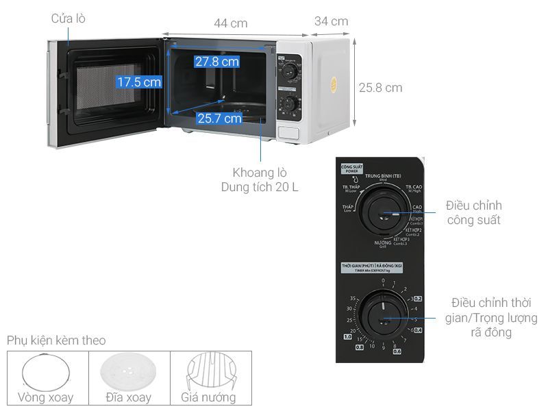  Lò vi sóng có nướng Toshiba ER-SGM20(S1)VN 20L 