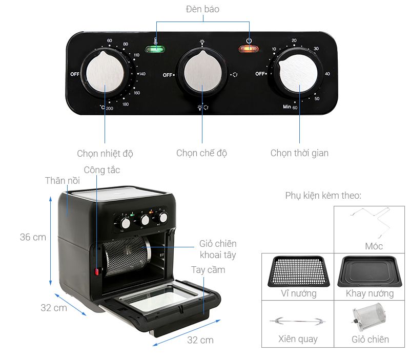  Nồi chiên không dầu Hawonkoo AFH-100 