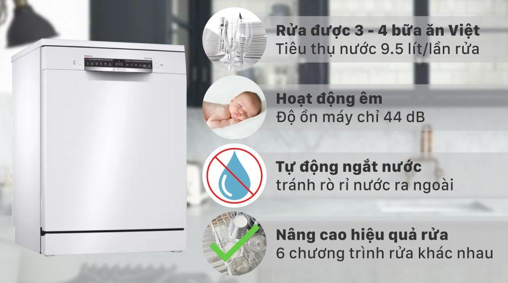  Máy rửa chén độc lập Bosch SMS4HAW48E 