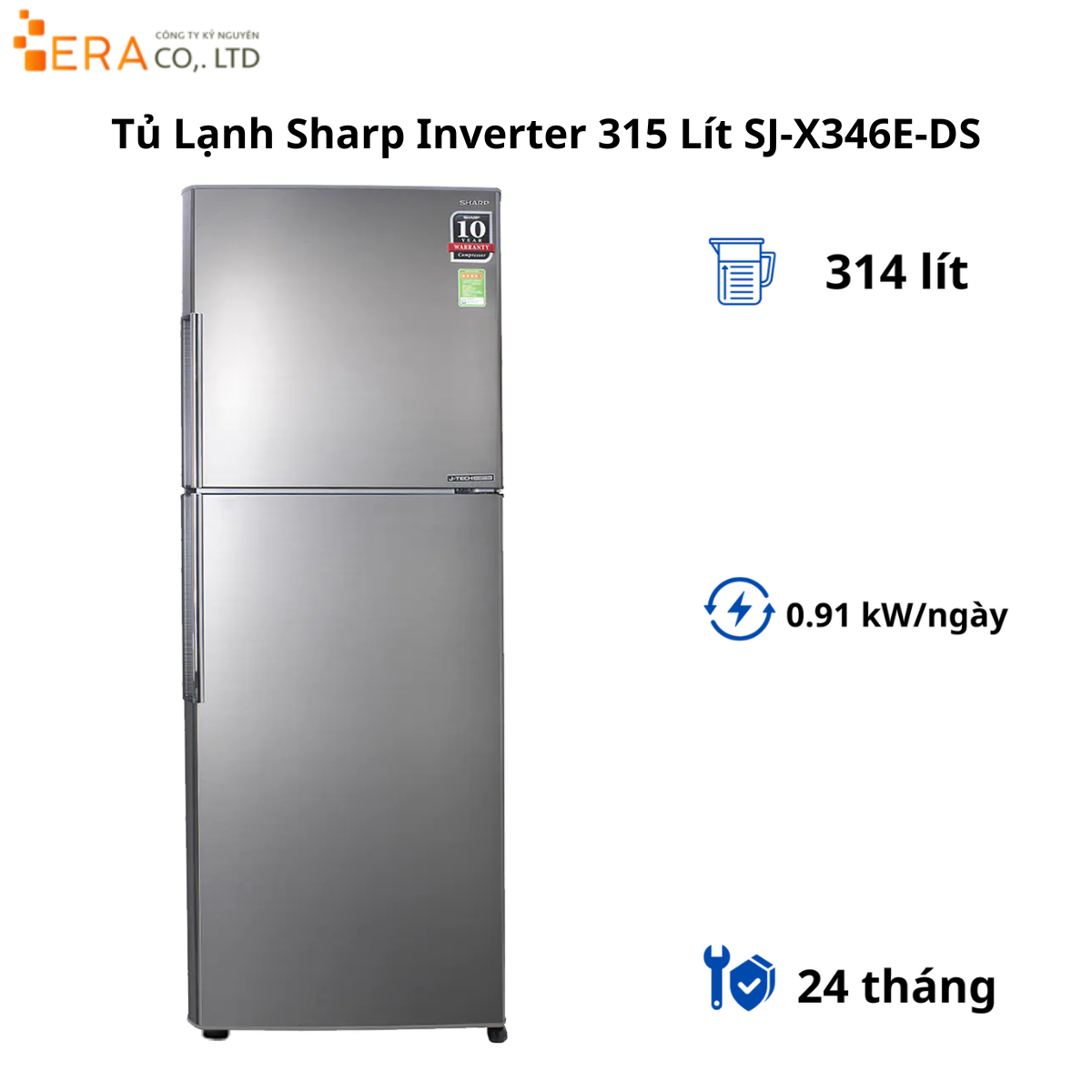  Tủ Lạnh Sharp Inverter 314 Lít SJ-X316E-SL 