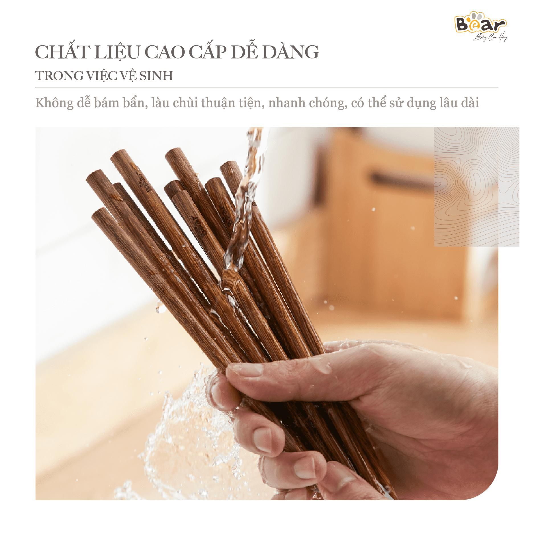  Bộ Đũa Ăn 10 Đôi Gỗ Muồng Tự Nhiên Không Hóa Chất Cao Cấp Bear Chống Mốc -hàng Chính Hãng -bear 