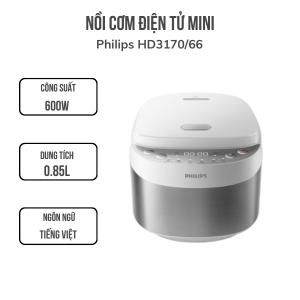  Nồi Cơm Điện Tử Mini Philips HD3170/66 - 600W - 0.85 Lít - Hàng Chính Hãng 