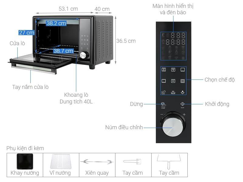  Lò nướng Electrolux EOT40DBD dung tích 40 Lít 