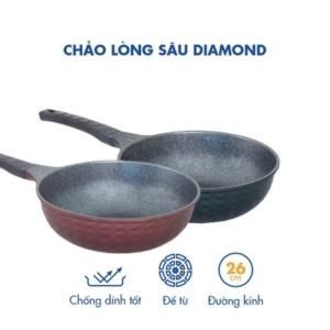  Chảo sâu Diamond KOREA KING KW-26DI, KW-28DI, KW-32DI size 26,28,32 ( đáy màu xanh đen, vàng hồng)-Hàng chính hãng 