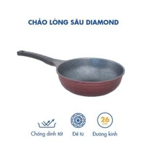  Chảo sâu Diamond KOREA KING KW-26DI, KW-28DI, KW-32DI size 26,28,32 ( đáy màu xanh đen, vàng hồng)-Hàng chính hãng 