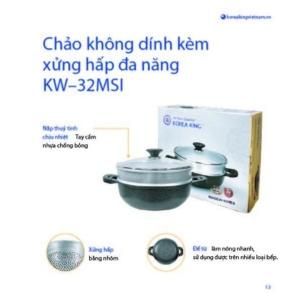  Chảo không dính kèm xửng hấp đa năng Korea King KW-32MSI (đường kính 32cm)-Hàng chính hãng 