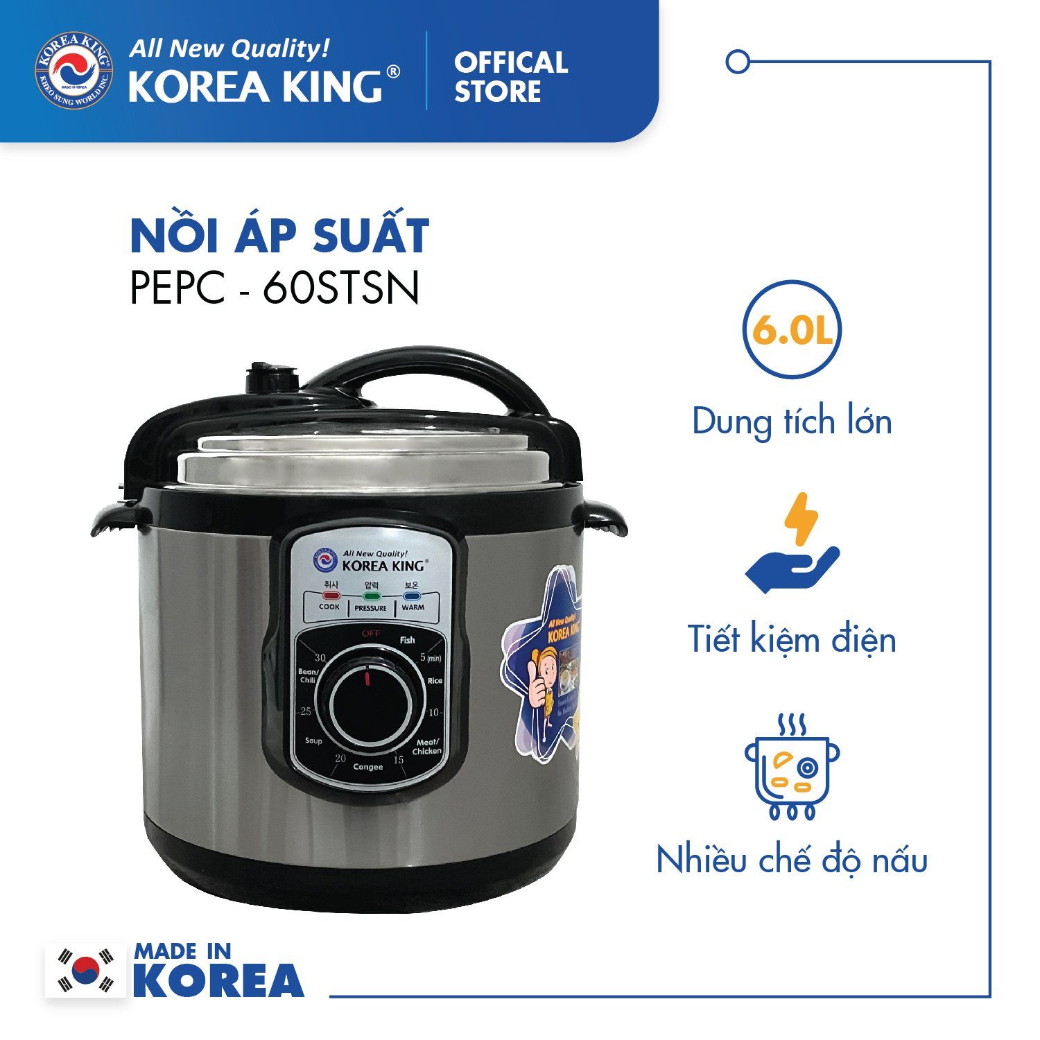  Nồi áp suất điện Korea King PEPC-60STSN 