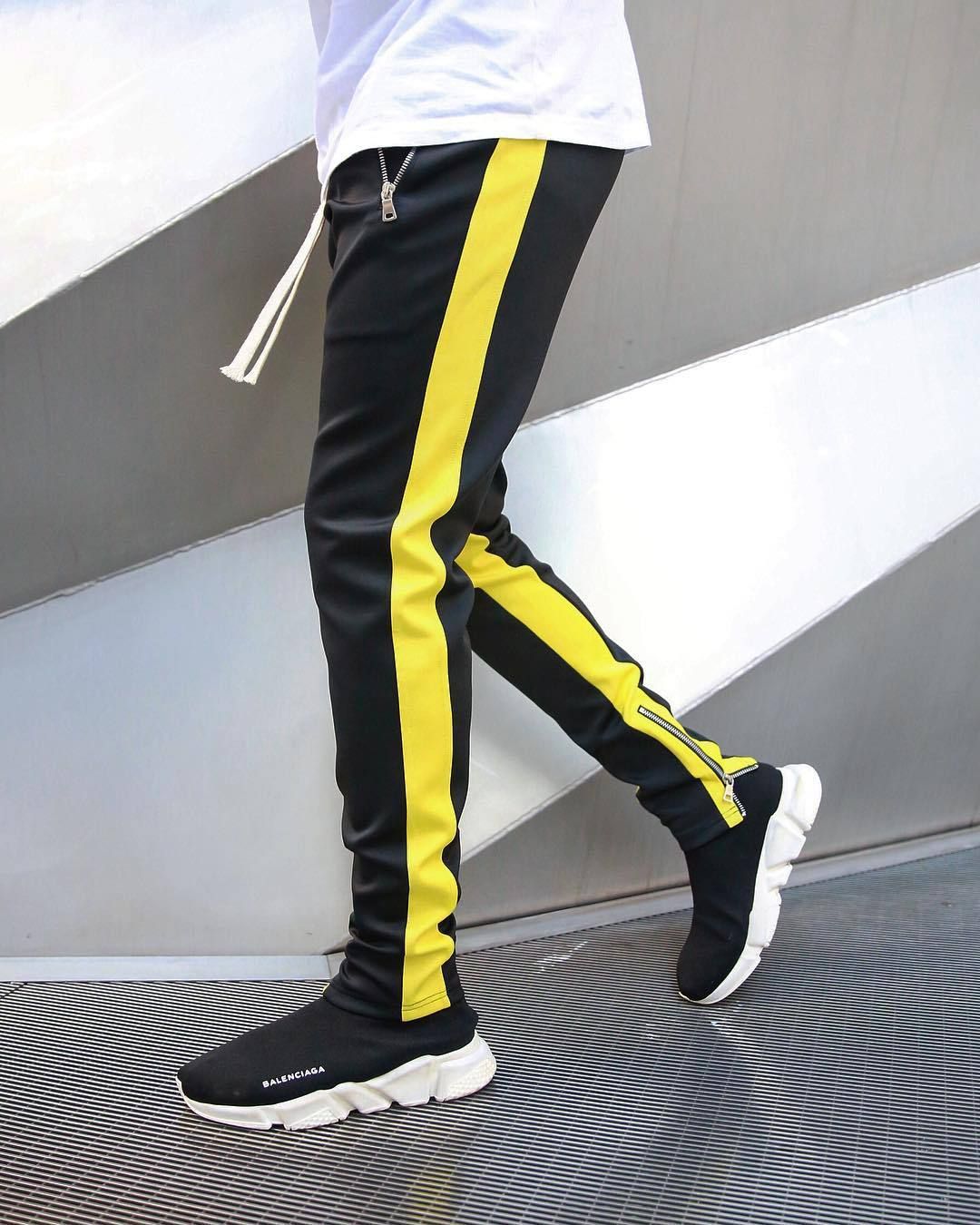 Quần thun zip sọc vàng