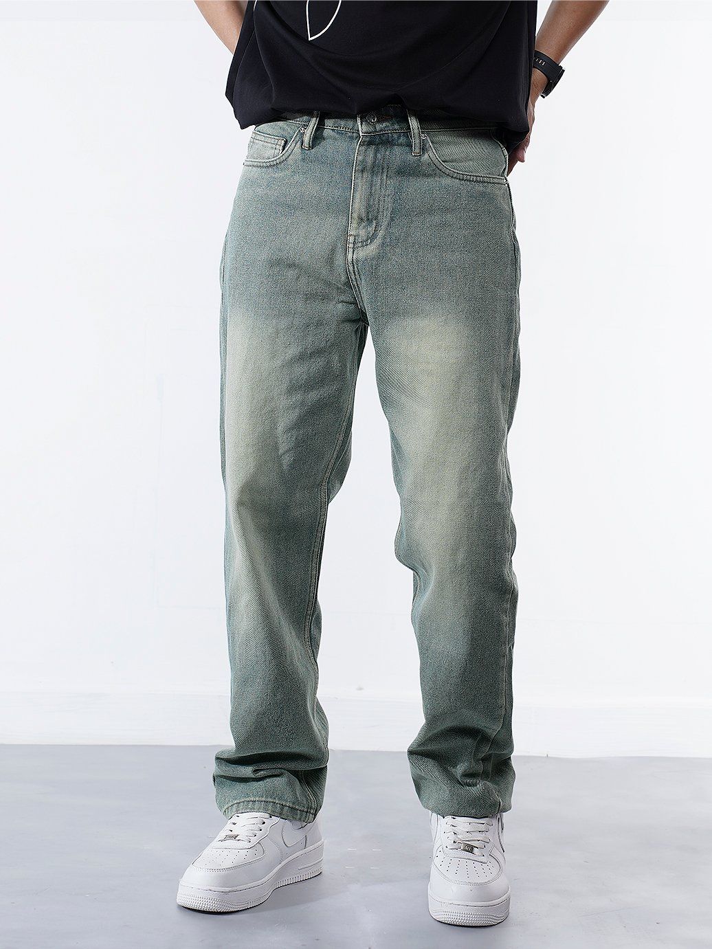 Quần jean straight moss 35