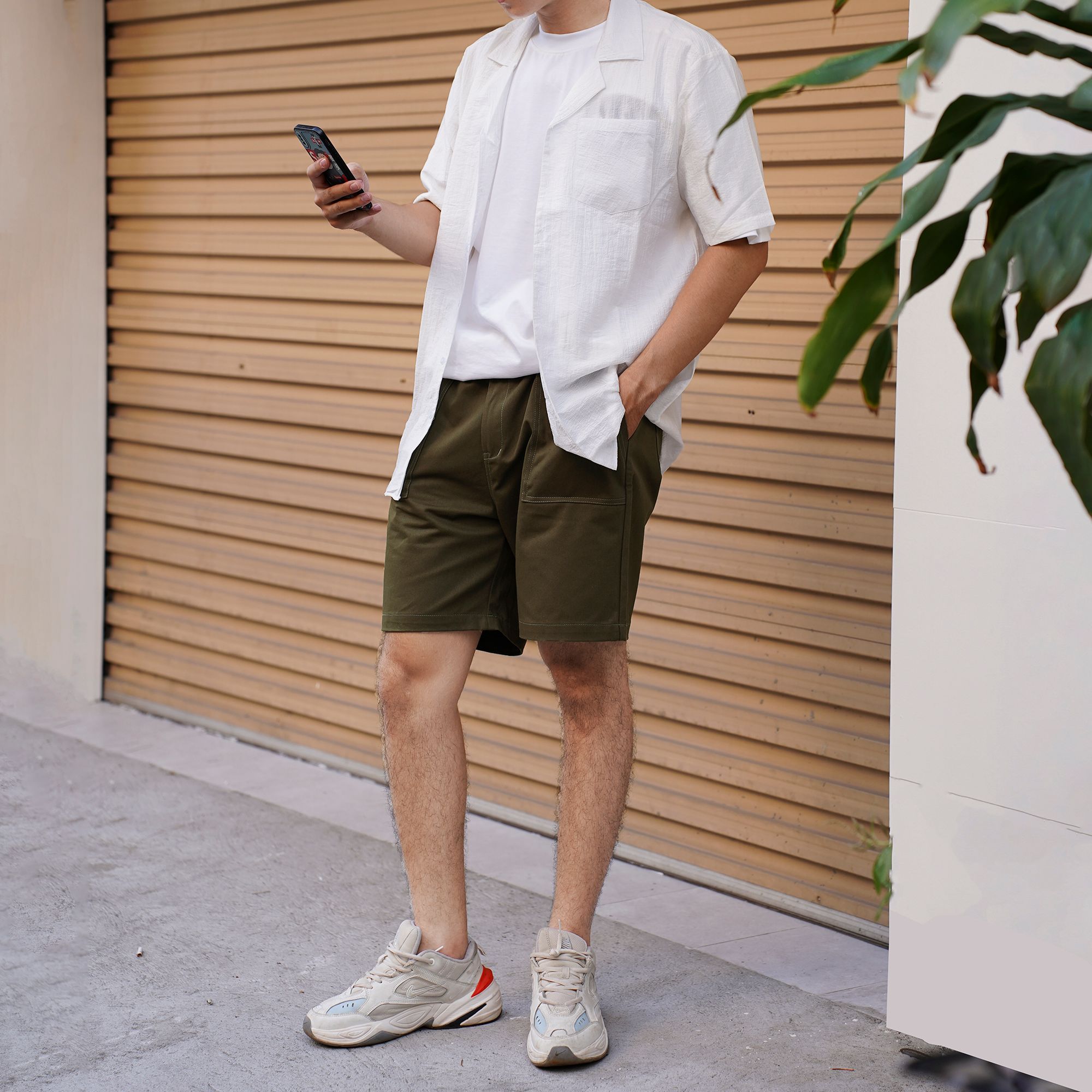 Quần short kaki 4pocket rêu