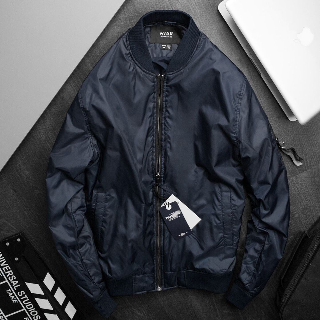 Bomber P&B xanh đen