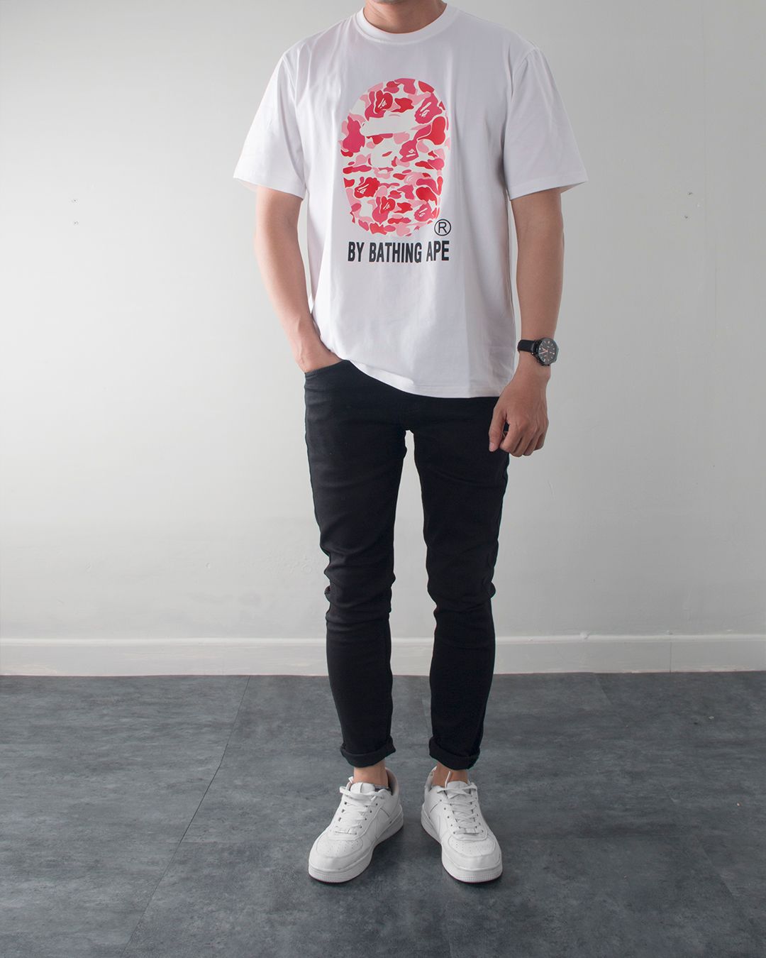 Áo trắng @pe head hồng