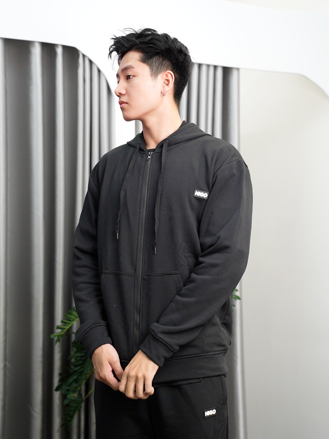 Áo khoác hoodie 2zip Black Nigo