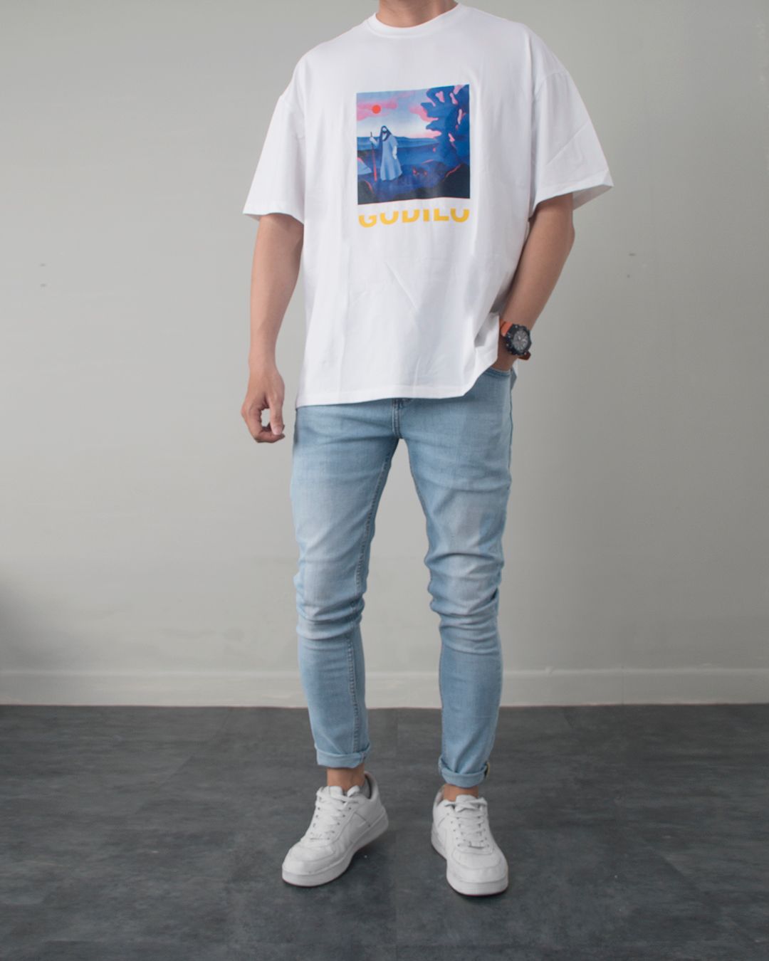 Tee trắng king of kings godilo s1