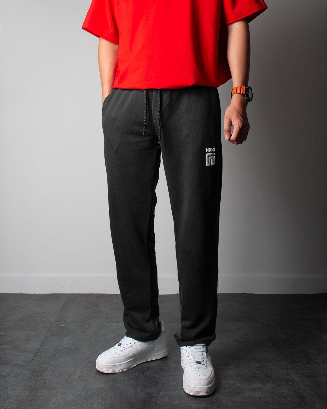  Quần sweatpant đen nigo suông 11 