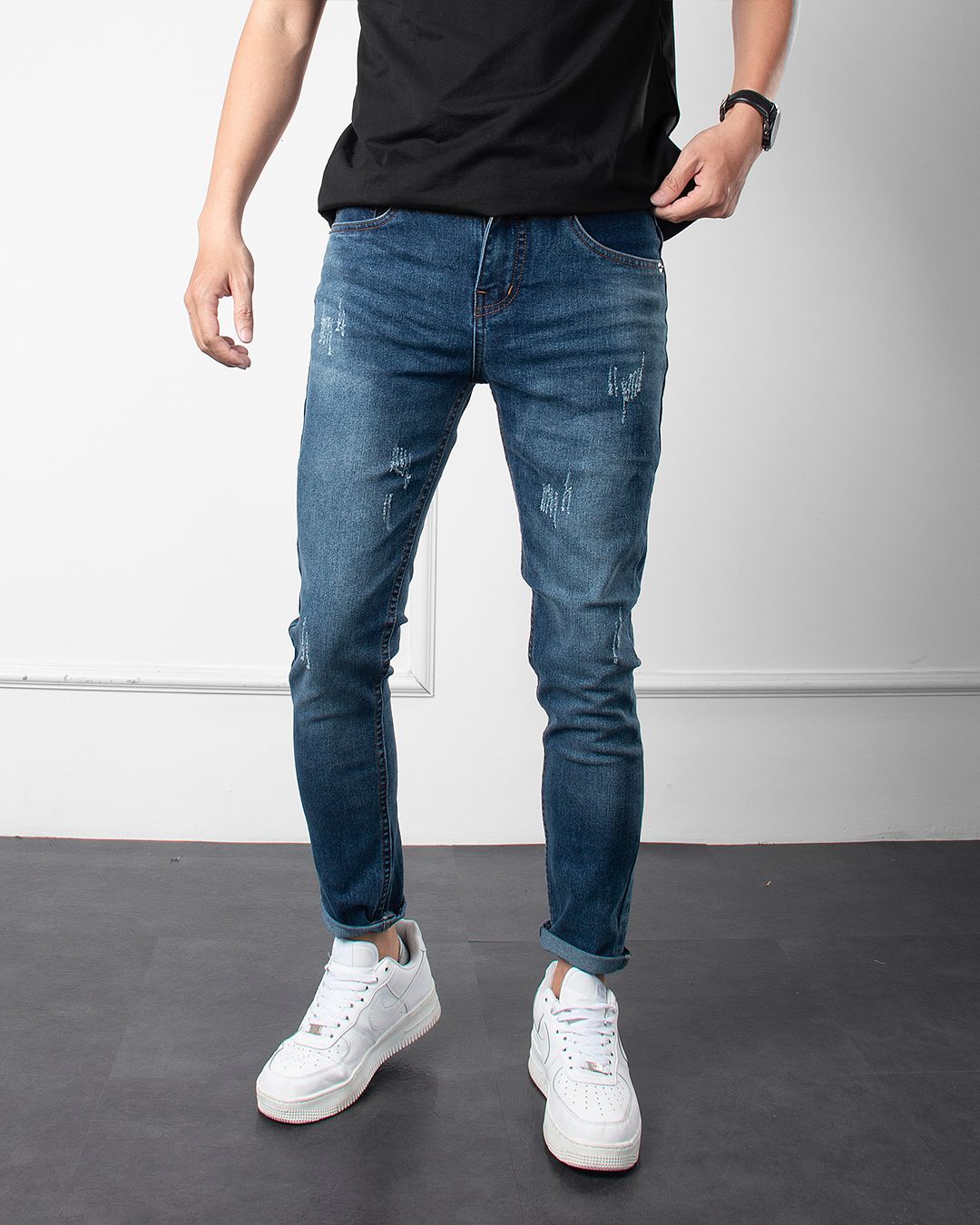 Quần jean skinfit dark blue 80