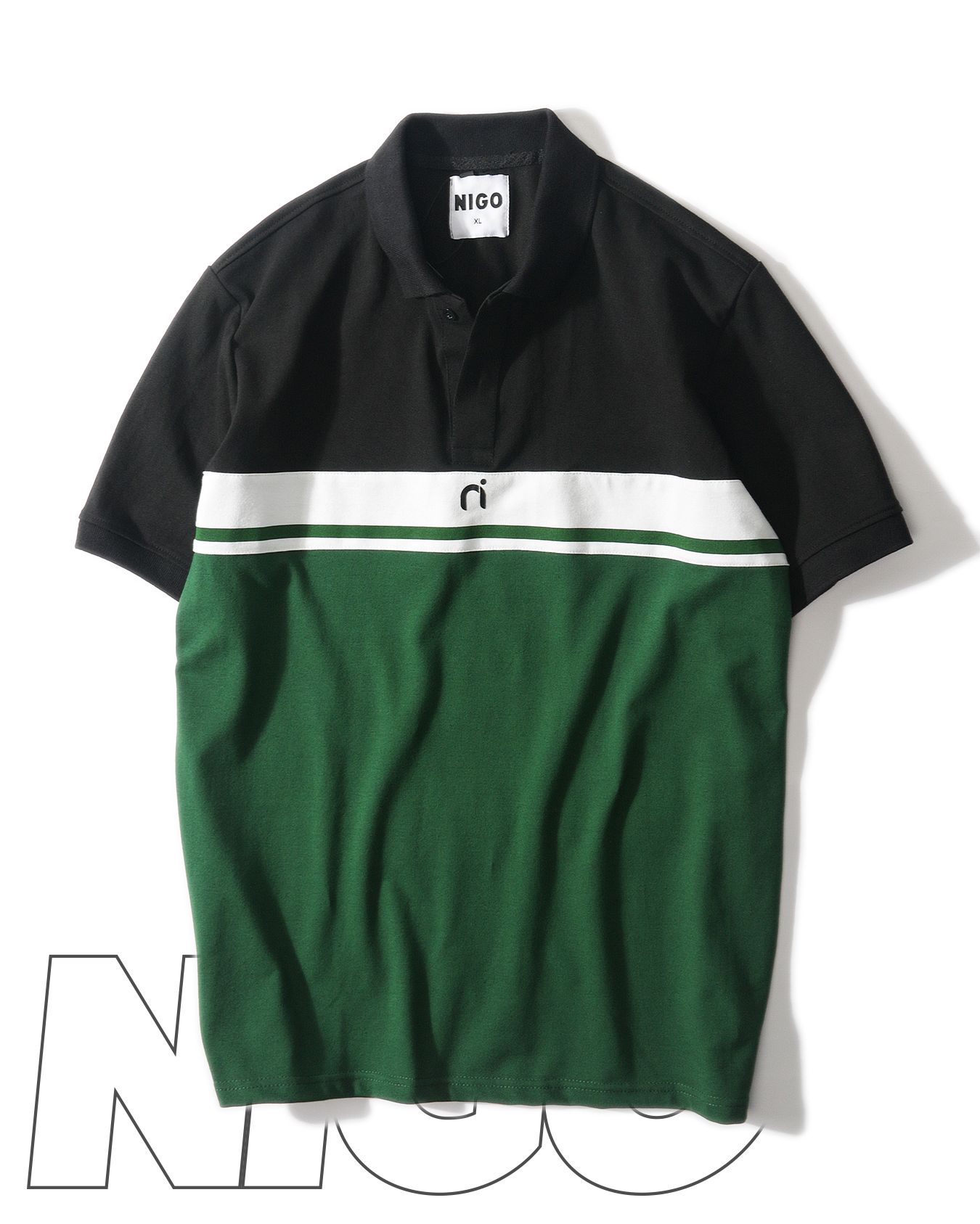  Áo Polo Black mix green 