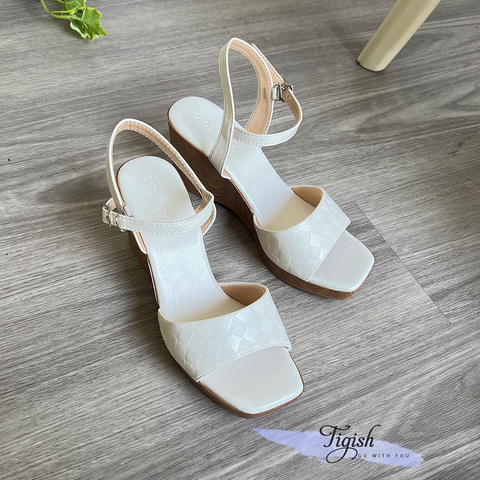  Sandal 8p đế xuồng quai ngang caro - MS: S8-26008 