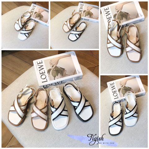  Sandal 3p mũi vuông 2 quai chéo viền phối màu - MS: S3-76001 