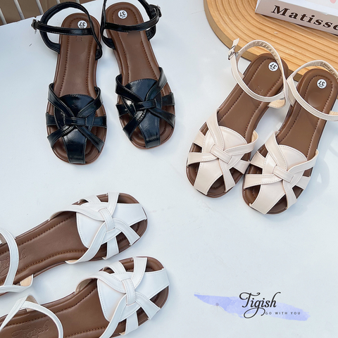  Sandal xẹp mũi vuông 3 quai đan - MS: SX-06014 