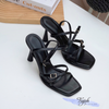 Sandal 9p gót nhọn mũi vuông 2 quai chéo mảnh phối khóa hậu - MS: S9-79001