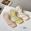 Sandal 6p gót nhọn mũi vuông quai ngang chéo - MS: S6-51001