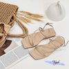 Sandal xẹp mũi vuông quai ngang chéo talong may chỉ - MS: SX-25069