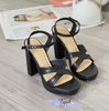 Sandal 11p gót trụ đúp mũi mũi vuông quai gấp lệch may chỉ - MS: S11-23002