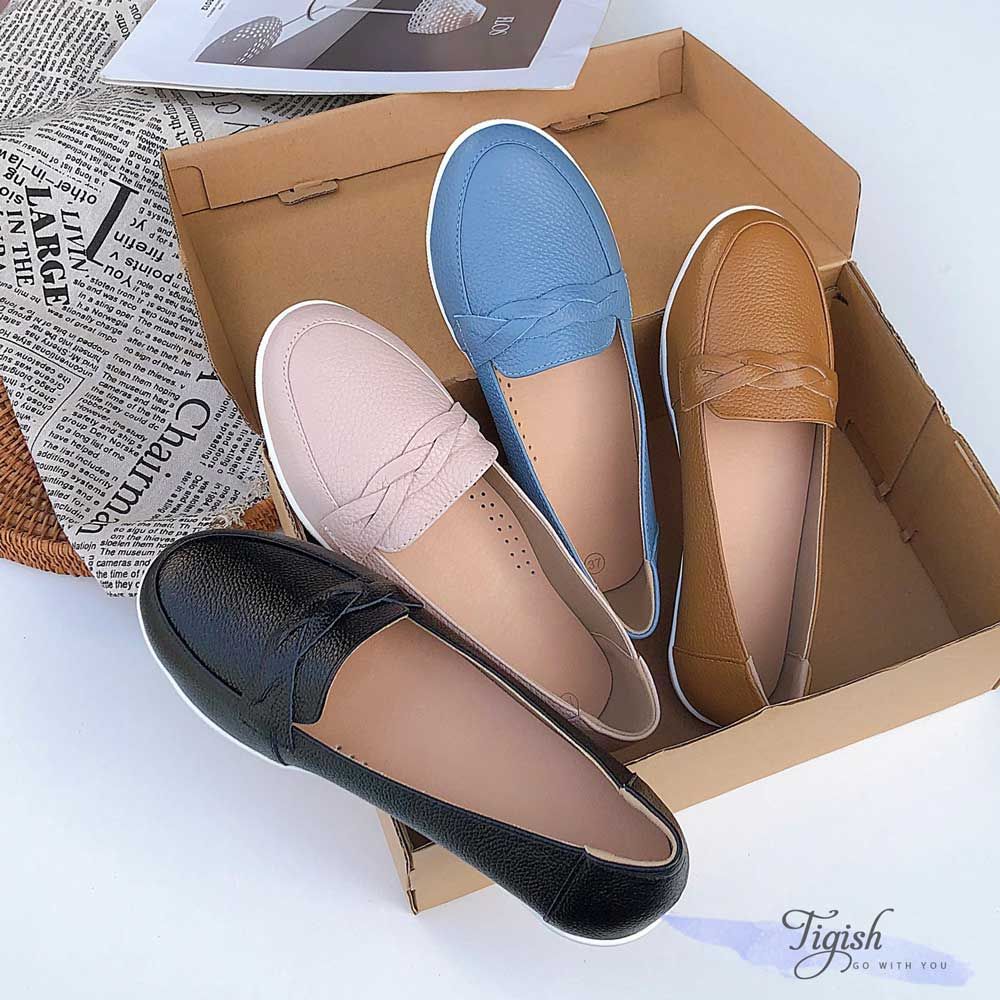 Giày Slip on đế đỏ phối quai ngang xoắn - MS: SL-59004