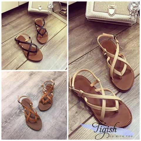  Sandal đế thấp Tigish xỏ ngón chéo 