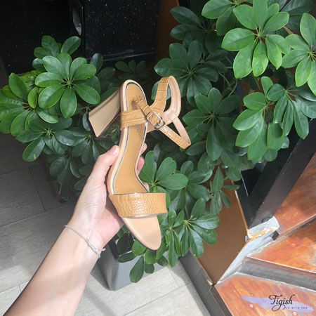  Giày Sandal 7p gót lé đồng bảng ngang si da rắn - MS: S7-26003 