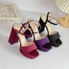 Sandal 12p gót trụ mũi tròn quai ngang khuyết giữa - MS: S12- 71004