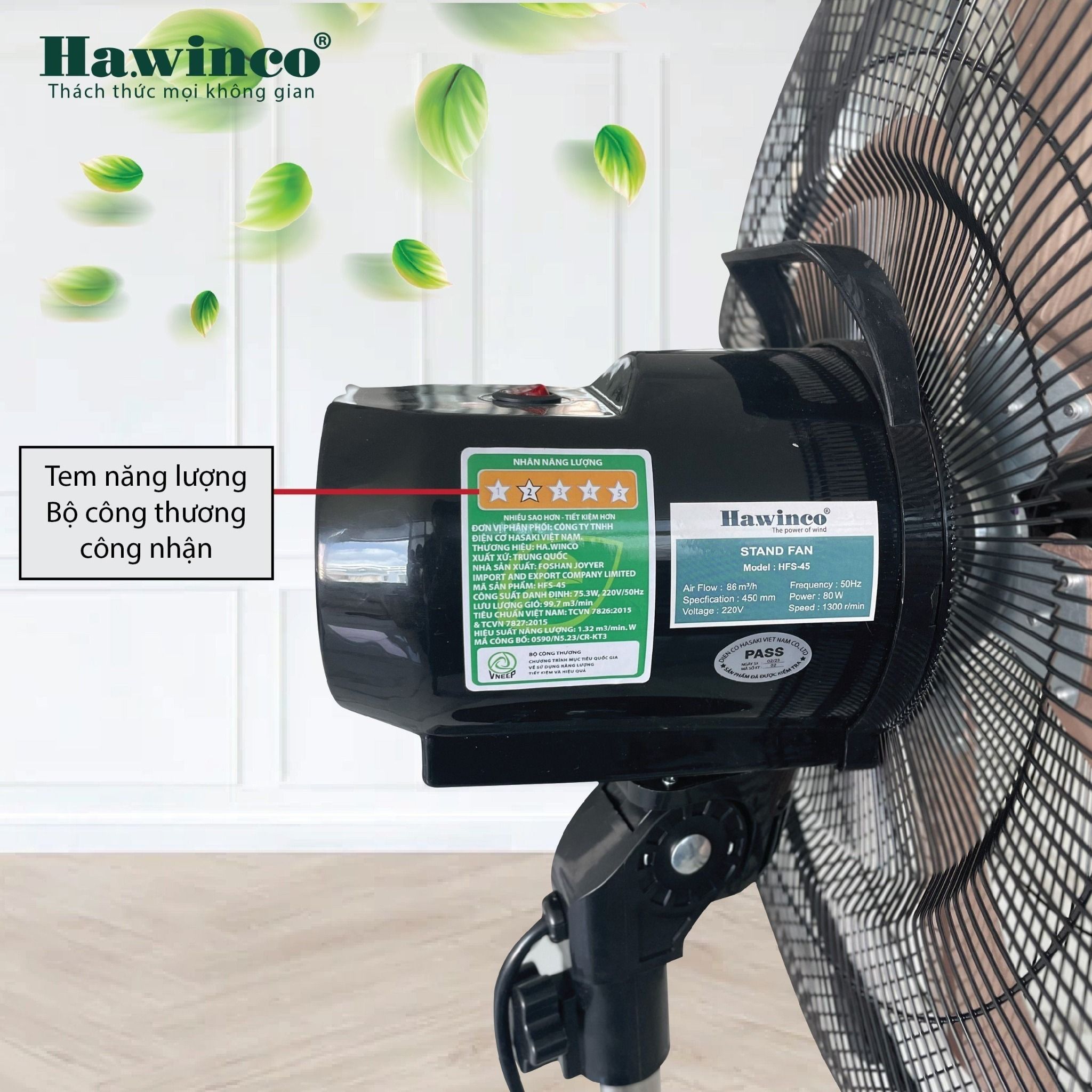 Quạt đứng bán công nghiệp Hawin.co HFS-30 / HFS-35 / HFS-40 / HFS-45 (47W / 55W / 65W / 80W)